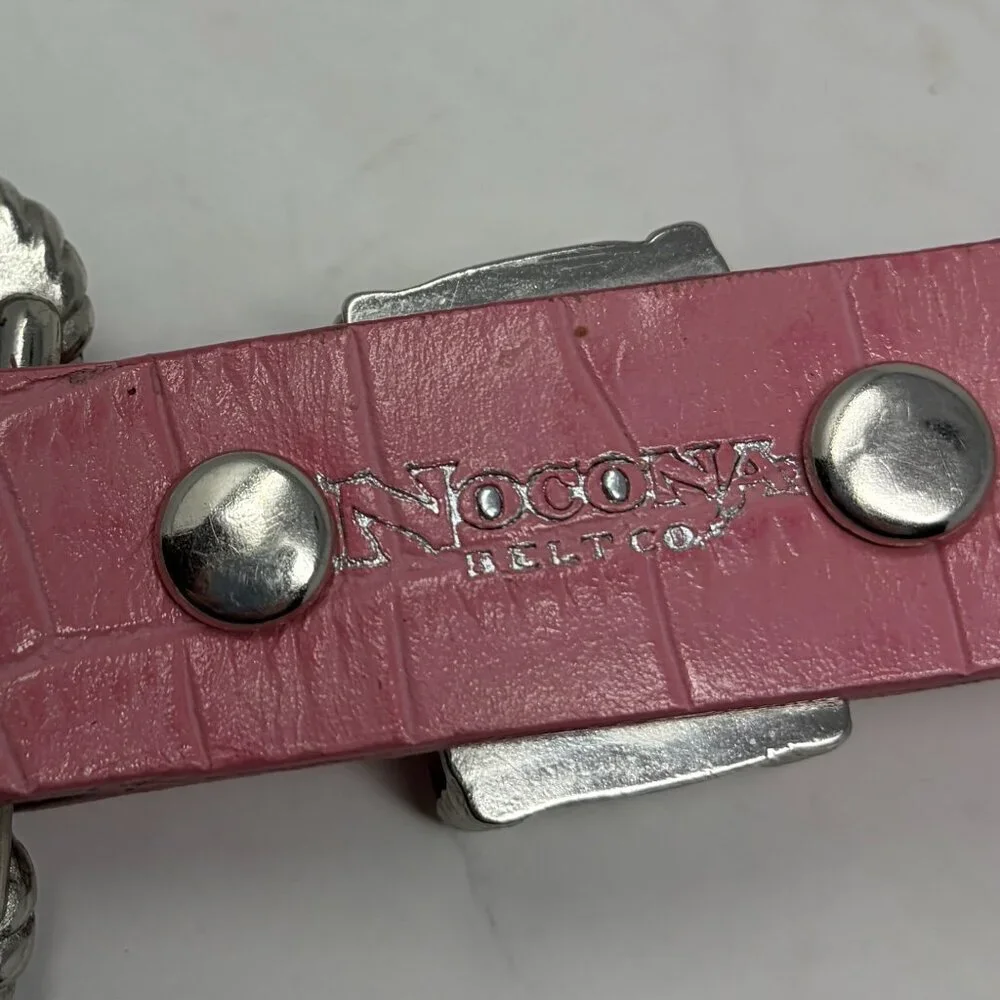 Nocona Belt Co. women's belt pink leather silver western XS